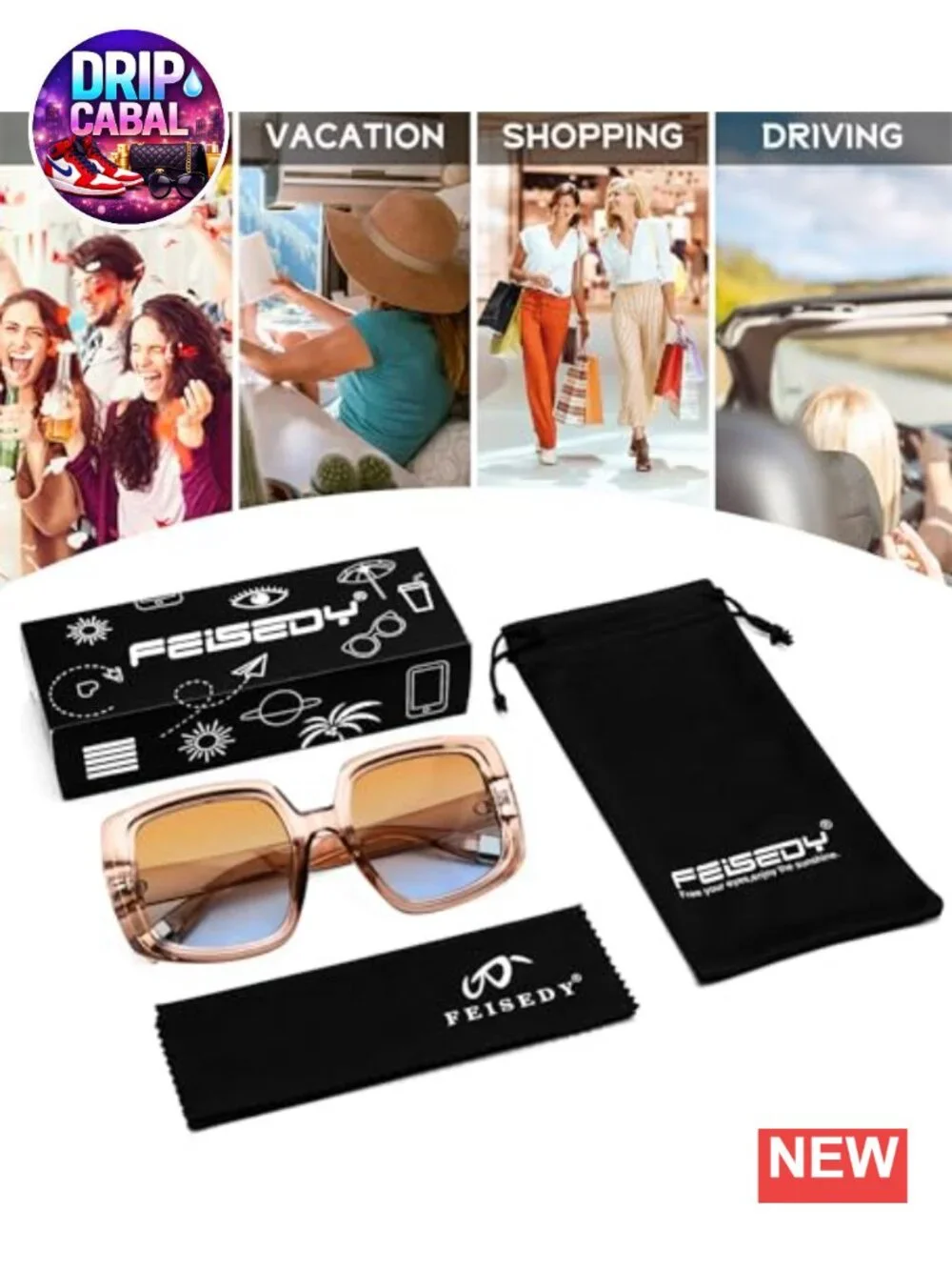 Oversized Square Sunglasses for Women UV400 Protection Vintage Retro Thick Frame